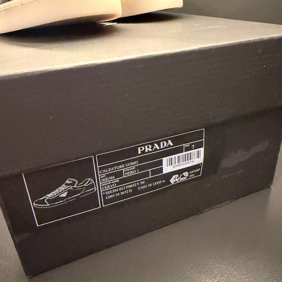 Prada Men’s Lane Low Top Logo Sneakers - Black Leather UK7/US8 (New in Box)